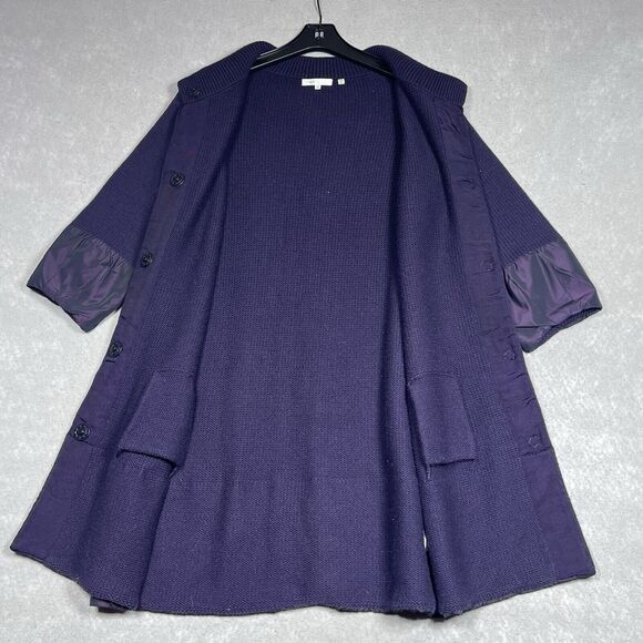 VINCE Jacket Small Purple Wool Cashmere Soft Knit Long Sweater Jacket Top $475 - Picture 9 of 12